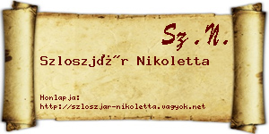 Szloszjár Nikoletta névjegykártya